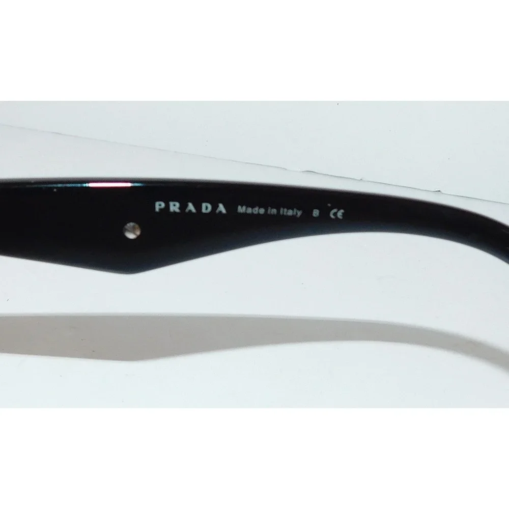 PRADA 14S Cinema ORNATE SAFFIANO LEATHER PR14SS Black‎ Sunglasses Triangle Logo